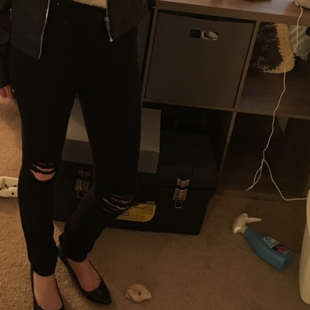 Black, high rise stretch jean leggings size 2